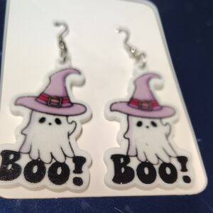 👻 Ghost “Boo!” Earrings | Witch Hat Halloween Dangle Jewelry